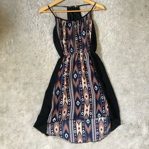 Black tribal high low dress